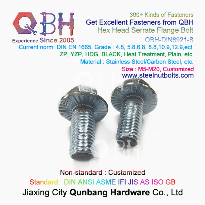 QBH DIN 6921 گرم 4.8/6.8/8.8/10.9/12.9 کربن SS304 SS316 پیچ و مهره قفل خود قفل فلنج دندانه دار فولادی ضد زنگ 2